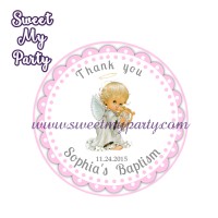 Girl Baptism stickers,Girl Christening thank you tags,(10)